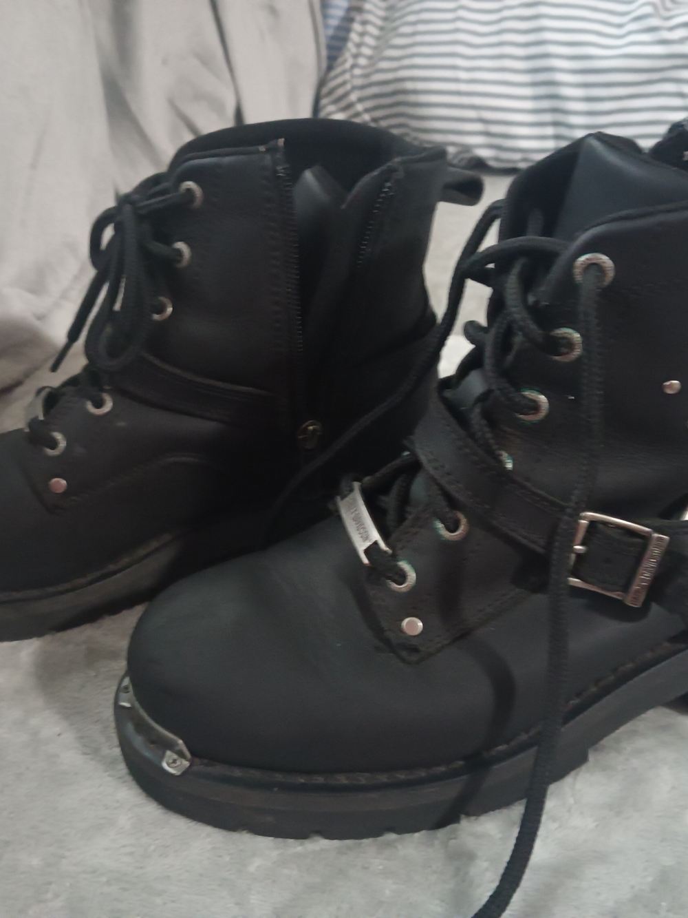 Harley Davidson Black Women's Combat Boots with Buckle